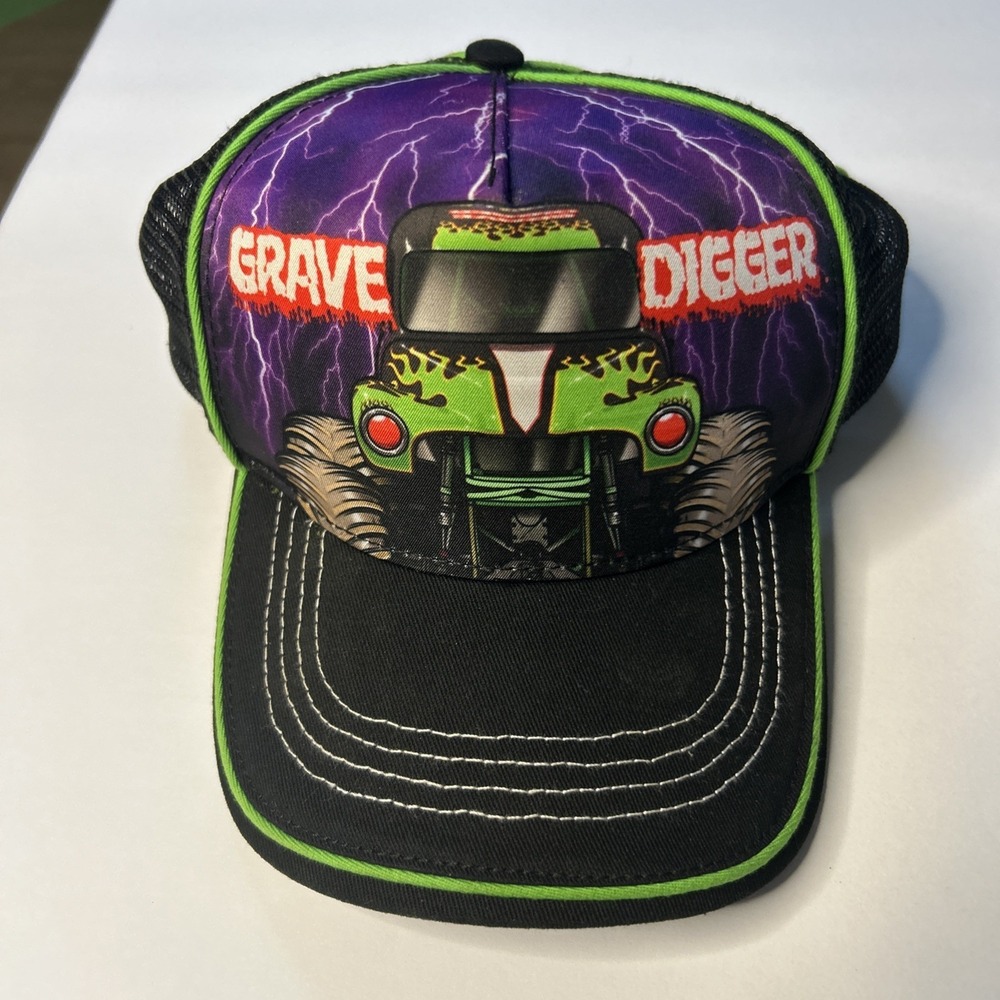Grave Digger Monster Jam SnapBack Hat Cap Trucker Mesh Back Youth Teen